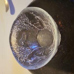 Kosta Boda Sweden Embossed Horse Crystal Bowl
